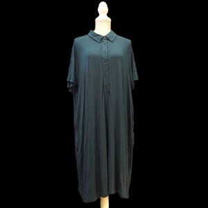 Universal Standard Nancy Short Sleeve Teal Jersey Polo Dress Women’s Small